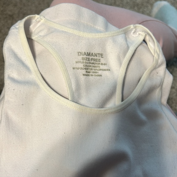 Diamante White Ribbed Razorback Tank Top - Picture 8 of 8